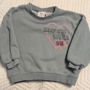 Zara Kids Blue Sweatshirt with Heart Design